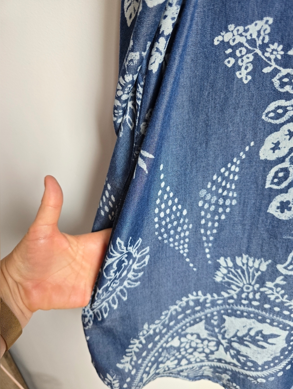Laurie Felt NEW Penny Lane Paisley Chambray Lightweight Jacket Topper SZ Large - Picture 5 of 12